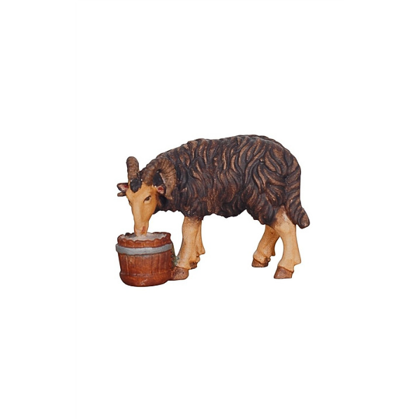 Holzschnitzerei_Widder mit Trog_color schwarz