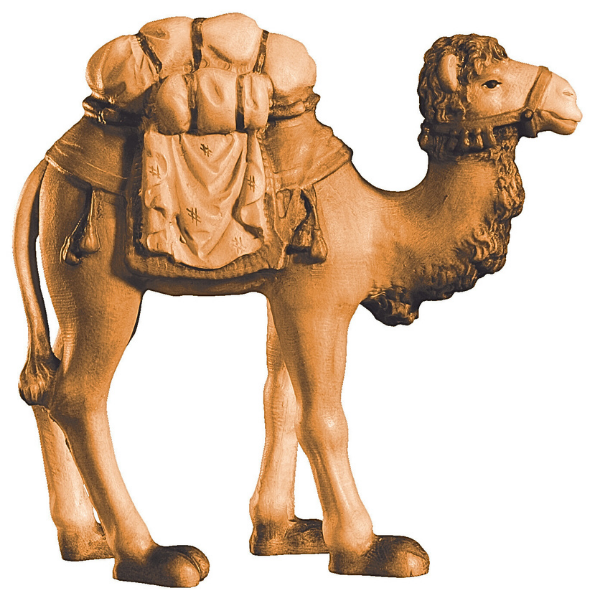 Orientalische Krippe_Kamel mit Gepaeck_gebeizt