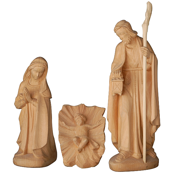 Zirbenkrippe_handgeschnitzt_Heilige Familie
