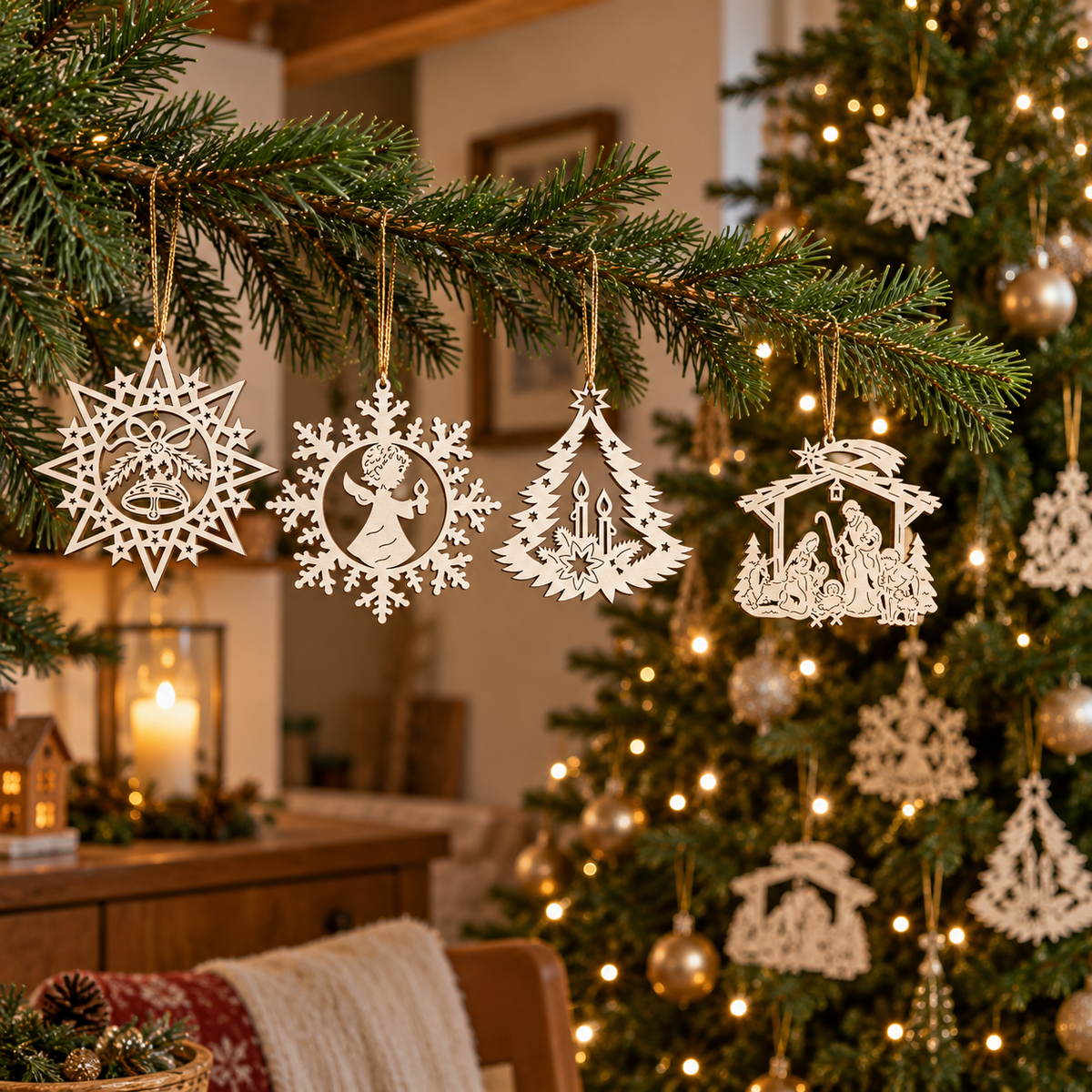 Holz Christbaumschmuck Set