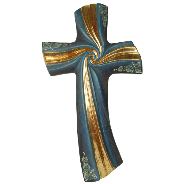 Ornate crucifix hand-painted with genuine gold