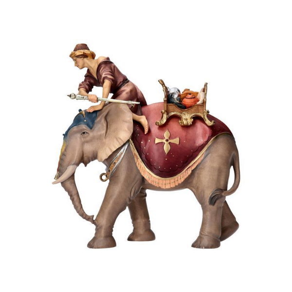 Elephant with saddle and rider