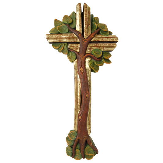 Life cross artistically painted with real gold